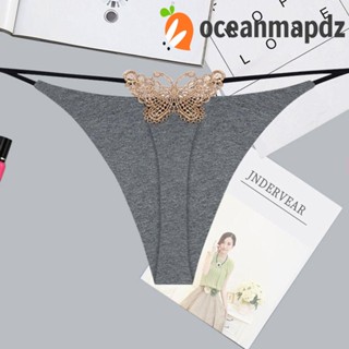 OCEANMAPDZ กางเกงชั้นใน ผ้าฝ้าย เอวต่ํา ปักลายผีเสื้อ ระบายอากาศ สองชั้น สําหรับผู้หญิง