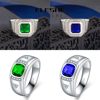 Eleshe Jewelry แหวนเงินมรกต 925 M084 เครื่องประดับ สําหรับผู้ชาย