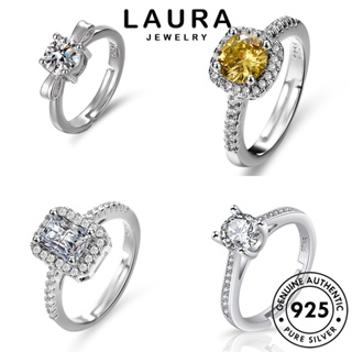 Laura Jewelry แหวนเงิน 925 ประดับเพชรโมอิส เรียบง่าย ของแท้ สําหรับผู้หญิง M068