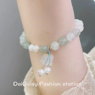 Daidaisy √♥ สร้อยข้อมือ จี้หยกธรรมชาติ สไตล์จีน สําหรับผู้หญิง