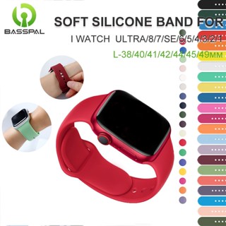 Basspal L สายนาฬิกาข้อมือยางซิลิโคนนิ่ม สําหรับสมาร์ทวอทช์ A-pple watch Series Ultra 8 7 6 SE 5 4 3 2 1 i watch 49 มม. 41 มม. 45 มม. 44 มม. 42 มม. 40 มม. 38 มม.