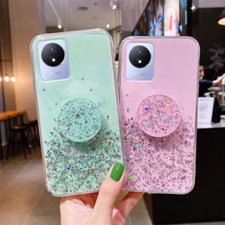 เคสโทรศัพท์ซิลิโคน TPU แบบนิ่ม ประดับเลื่อม และกากเพชร หรูหรา สําหรับ vivo Y01 Y02 Y02s Y15a Y15s