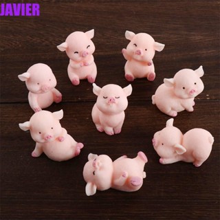 JAVIER โมเดลรูปปั้นหมูน่ารัก ขนาดเล็ก สําหรับตกแต่งบ้านตุ๊กตา 8 ชิ้น