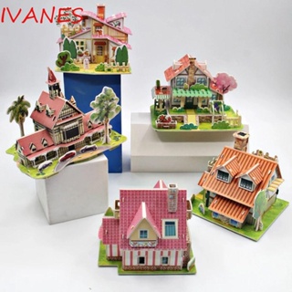 IVANES โมเดลตัวต่อ รูปบ้านการ์ตูน 3D แฮนด์เมด DIY ของเล่นสําหรับเด็ก