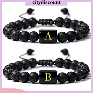 &lt;citydiscount&gt; สร้อยข้อมือลูกปัดหินเทียม ลายตัวอักษร A-Z ปรับได้ บรรเทาความเครียด เครื่องประดับแฟชั่น สําหรับผู้ชายและผู้หญิง