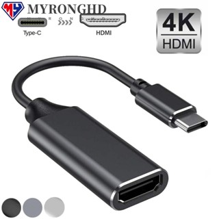 Myronghd อะแดปเตอร์สายเคเบิ้ล USB C เป็น HDMI แกนทองแดงบริสุทธิ์ 4Kx2K Type C เป็น Female HDMI HTV ทนทาน