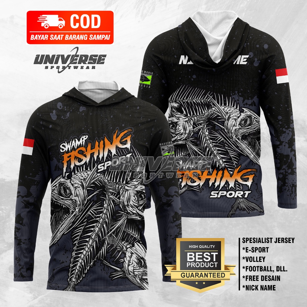 FISHING JERSEY FULL PRINTING FISHING MANIA PREDATOR FISH CAN CUSTOMIZE NAME และโลโก้ - KHYOLSHOP