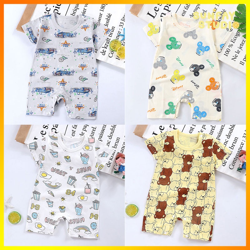 ชุดรอมเปอร์เด็กผ้าฝ้าย  Jumpsuit ฤดูร้อน สาวเด็กบอดี้สูท ฝ้าย เสื้อผ้าเด็ก น่ารัก การพิมพ์