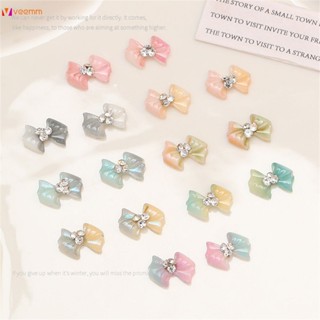 ตามมาตกแต่งเล็บ เนคไท เครื่องประดับ Macaron Bow Girl Cute Three-dimensional Resin Pile Drill Nail Decoration veemm