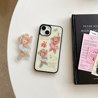 เคสโทรศัพท์มือถือแบบแข็ง ลายการ์ตูนหมี พร้อมขาตั้ง สําหรับ iPhone 13Pro 11 12 12Pro 12promax 14 13 13promax 14Pro 14promax 13