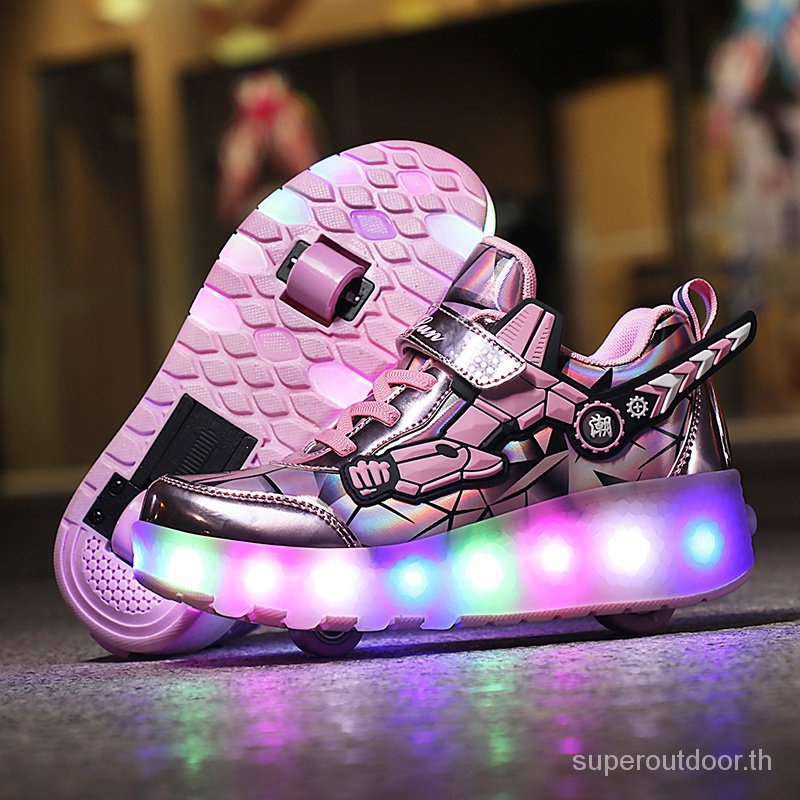 พร้อมสต็อก Tow-W Heel LED le Luminous รองเท้าผู้ใหญ่เด็ก Roller Skates กีฬากลางแจ้งล้อรองเท้า 7M3H