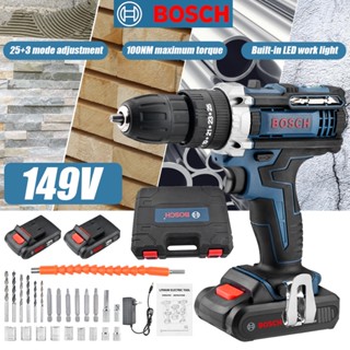 🔥 สว่านไร้สาย BOSCH สว่านแบต 149V สว่านไขควงกระแทกไร้สาย 3ระบบ Cordless Impact Drill สว่านกระแทก ไร้สาย สว่า 25ระดบ