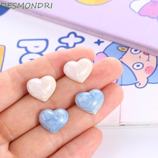 DESMONDRI ต่างหู รูปหัวใจ ลายหินอ่อน สีขาว แบบเรียบง่าย หรูหรา สไตล์เกาหลี ของขวัญ