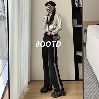 OOTD SHOP กางเกงขายาว กางเกงยีนส์ผู้หญิง ผู้หญิงแฟชั่นเกาหลี A97L057