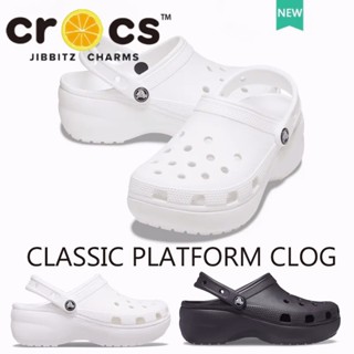 crocs แท้ Crocs classic platform clog สีขาวส้นสูง4.1cm รองเท้าแตะแพลตฟอร์ม เสริมส้น สไตล์คลาสสิก สําหรับผู้ชาย และผู้หญิง