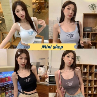 Mini shop🌸พร้อมส่ง🌸 (FY1991) เสื้อกล้าม เสื้อสายเดี่ยวมีฟองน้ำ ลายตัวอักษร 4สี