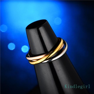 King แหวนนิ้วมือสเตนเลส แบบบาง สามโทนเสียง แฟชั่น สําหรับ Infinity Interlocked Rin