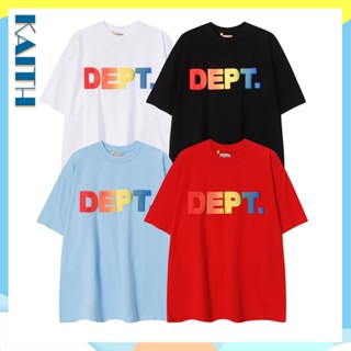 พร้อมส่ง เสื้อยืดคอกลม แขนสั้น ผ้าฝ้าย พิมพ์ลายตัวอักษร DEPT ไล่โทนสี ทรงหลวม ขนาดใหญ่ สไตล์ฮิปฮอป ฤดูร้อน สําหรับผู้ชาย และผู้หญิง พลัสไซซ์