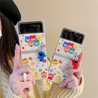 เคสโทรศัพท์มือถือ ลายการ์ตูน Sesame Street น่ารัก สําหรับ Samsung Galaxy Z Flip 4 3 2 1 Z Flip4 Flip3 5G