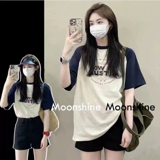 Moon เสื้อครอป เสื้อแฟชั่นผู้หญิง y2k สีพื้น สําหรับผู้หญิง ใส่ไปคลับ ปาร์ตี้ 2023 NEW Jl1249