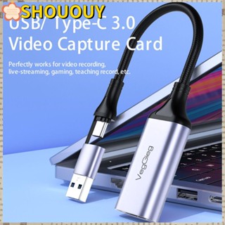 Shououy การ์ดจับภาพวิดีโอ 2 in 1 USB Type C เป็น HDMI เข้ากันได้กับโทรศัพท์มือถือ 2.0 Obs 4K 1080p สําหรับแล็ปท็อป พีซี