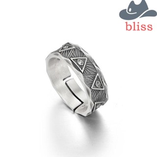 BLISS แหวน โลหะผสม สีเงิน ปรับได้ สไตล์ฮิปฮอป พังก์ สตรีท สําหรับผู้ชาย