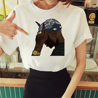 เสื้อยืด พิมพ์ลายมังงะ Tupac y2k ตลก สําหรับผู้หญิง