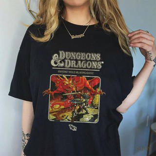 เสื้อยืดแขนสั้นลําลอง ผ้าฝ้าย แบบนิ่ม พิมพ์ลาย Dungeon &amp; Dragon 1974 แฟชั่นฤดูร้อน สําหรับผู้ชาย และผู้หญิง  