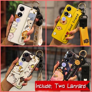 Durable Phone Holder Phone Case For Honor Play40 5G Fashion Design Soft Anti-knock Cartoon Dirt-resistant Wrist Strap