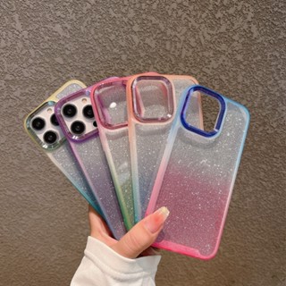 เคสโทรศัพท์มือถือแบบแข็ง แต่งกลิตเตอร์ ไล่โทนสี กันกระแทก สําหรับ IPhone 14 11 13 12 Pro Max 14 Pro Max 14 Plus