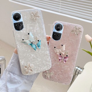 พร้อมส่ง เคสโทรศัพท์มือถือแบบนิ่ม ประดับเลื่อม ผีเสื้อ ระยิบระยับ แฟชั่น สําหรับ Oppo Reno10 Reno 10 Pro 10 Pro+ 5G 2023 Reno10Pro Plus