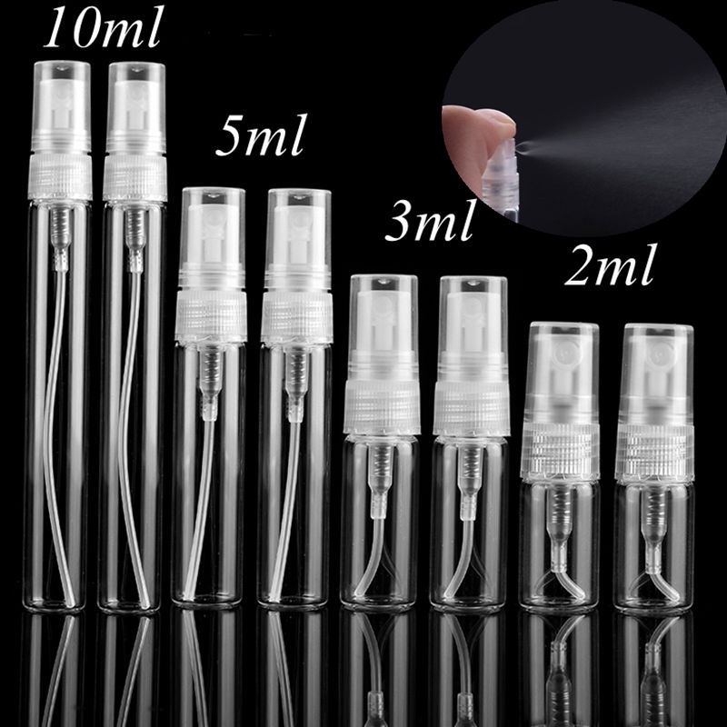 ขวดสเปรย์น้ําหอม แบบแก้วใส ขนาดเล็ก 2 มล. 3 มล. 5 มล. 10 มล. สีดํา