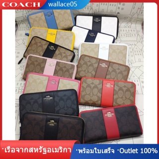  Accordion Zip Wallet In Signature Canvas F54630 pvc leather โลโก้คลาสสิก COAC H กระเป๋าซิปยาว