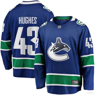 Yp2 NHL Vancouver Canucks Jersey Quinn Hughes เสื้อยืด แขนยาว สีฟ้า พลัสไซซ์ PY2