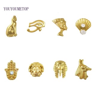 Youyo จี้อัลลอย ลายฟาโรห์ สไตล์อียิปต์ สําหรับตกแต่งเล็บ 10 ชิ้น