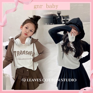 🍓GNR BABY🫐เสื้อแขนยาว มีฮู้ด พิมพ์ลาย สไตล์เกาหลี สําหรับเด็กผู้หญิง 3-12 ปี