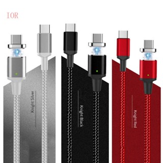 Ior สายชาร์จไนล่อนถัก แม่เหล็ก Type C ตัวผู้ เป็น Type C ตัวผู้ สําหรับโทรศัพท์มือถือ แท็บเล็ต