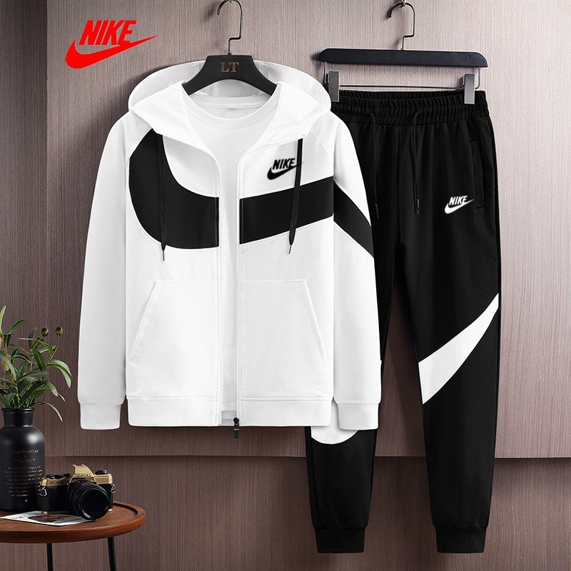 Nike ของแท้ 100% ชุดเสื้อกันลม และกางเกงกีฬา มีฮู้ด แบบแห้งเร็ว สําหรับผู้ชาย
