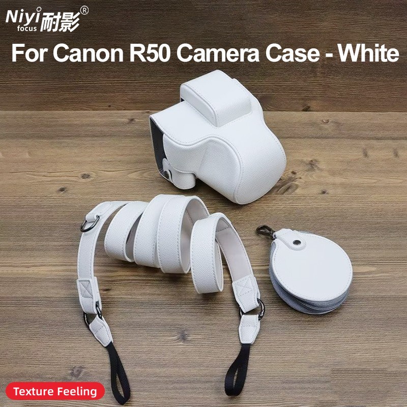 เคสกระเป๋าใส่กล้อง หนัง PU พร้อมสกรูขาตั้งกล้อง และสายคล้องไหล่ สําหรับ Canon EOS R50