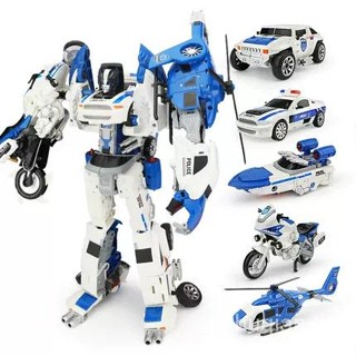 New goods preferential Kaiyu deformation toy city war Police five-in-one robot King Kong police car motorcycle cross-country helicopter model