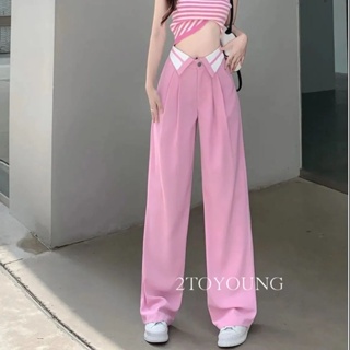 2TOYOUNG  กางเกงขายาว คาร์โก้ กางเกง เชือกอเมริกันคลาสิค Cargo pants 2023 NEW 071933 Unique พิเศษ สไตล์เกาหลี Korean Style A20M02F 36Z230909