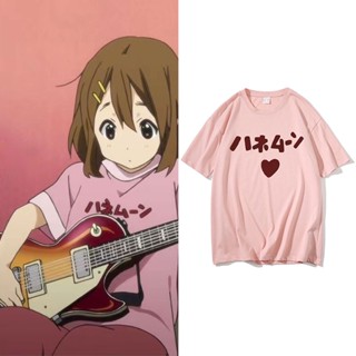 เสื้อยืด พิมพ์ลายอนิเมะ K-ON Hirasawa Yui Akiyama Mio สไตล์ญี่ปุ่น น่ารัก ทรงหลวม แฟชั่น สําหรับผู้ชาย และผู้หญิง