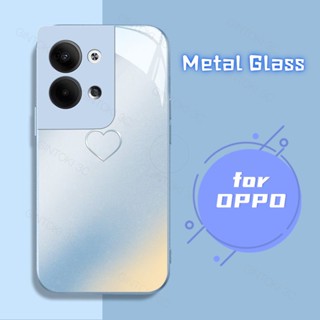 เคสโทรศัพท์มือถือแบบแก้วแข็ง ไล่โทนสี ลายหัวใจน่ารัก สําหรับ OPPO Reno 8T 8 8Z 7Z 7 6 5 4 3 Find X3 X5 Pro