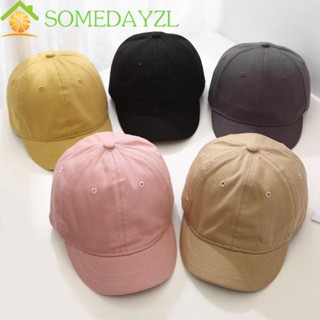 Somedayzl หมวกเบสบอล สั้น ผ้าฝ้าย ปรับขนาดได้ เรียบง่าย สไตล์เกาหลี สําหรับผู้หญิง