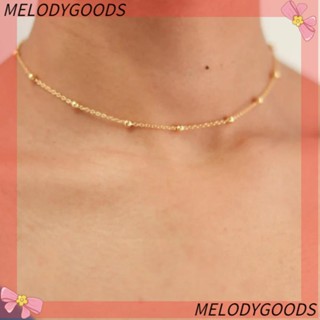 Melodg โช้กเกอร์โซ่ ลูกปัดทองแดง ขนาดเล็ก ละเอียดอ่อน สีทอง สีเงิน