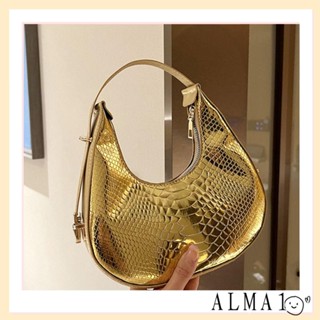 ALMA Hobo กระเป๋าสะพายไหล่ สะพายข้าง น้ําหนักเบา สีพื้น แฟชั่นเรโทร สไตล์คลาสสิก สําหรับผู้หญิง