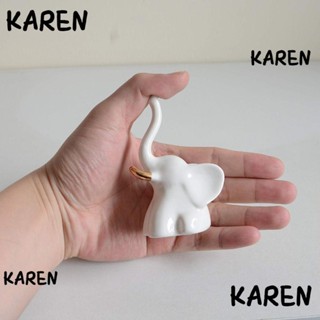 Karen รูปปั้นช้างเซรามิค สีทอง ขาว สไตล์โมเดิร์น สําหรับตกแต่งบ้าน ห้องนั่งเล่น 2 ชิ้น