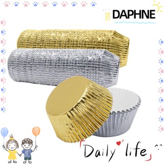 Daphne 100 ชิ้น อลูมิเนียมฟอยล์ ถ้วยเค้ก เบเกอรี่ เครื่องมือตกแต่งเค้ก อุปกรณ์งานเลี้ยง กระดาษห่อซับ