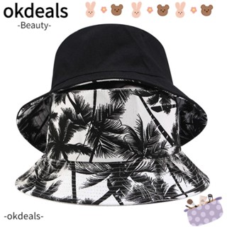 OKDEALS หมวกบักเก็ตลําลอง ผ้าแคนวาส ป้องกันแดด แฟชั่นสําหรับสตรี