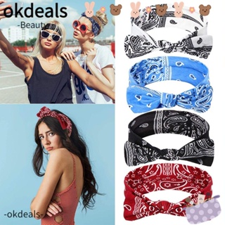 OKDEALS ที่คาดผม ผ้าโพกหัว พิมพ์ลาย Paisley สไตล์เรโทร สําหรับผู้หญิง